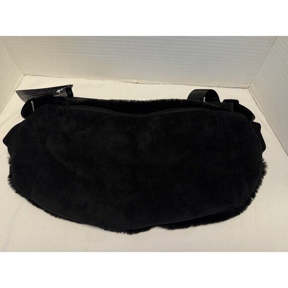 Sprigs Adjustable Black Faux Fur Hand Muff Belt Bag with Extender Soft & Warm - Picture 3 of 10